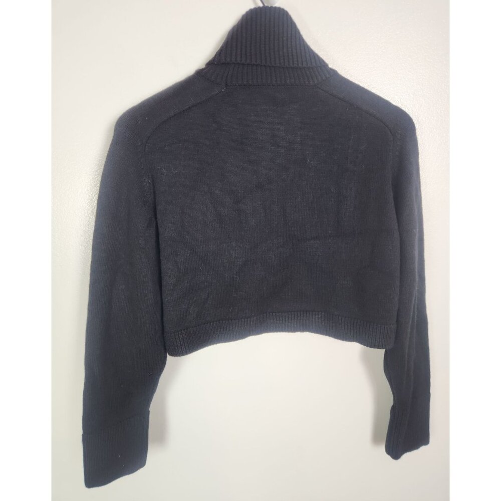 Zara Women's Sz. M Black Knit Crop Long Sleeve Turtle Neck Sweater NWT - Picture 6 of 6